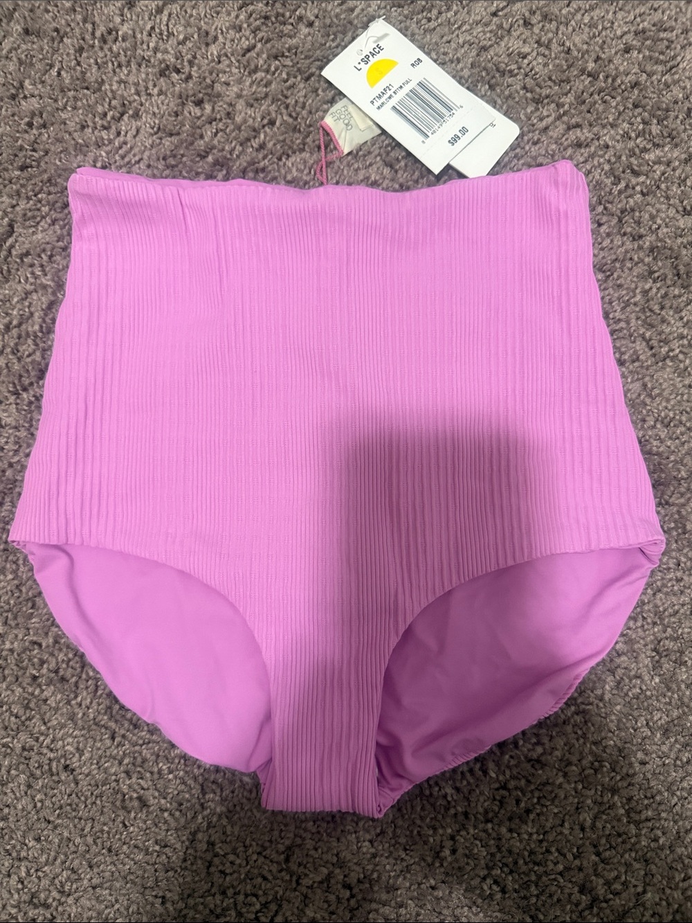 l*space High-Waist Ribbed Swim Bottoms - Bubblegum Pink